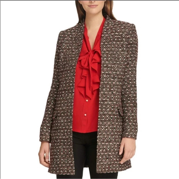NWT Calvin Klein Tweed Sequin Long Coat 6 - Picture 3 of 13